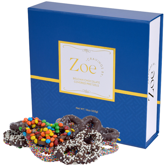 Chocolate Covered Pretzels Navy Gift Box