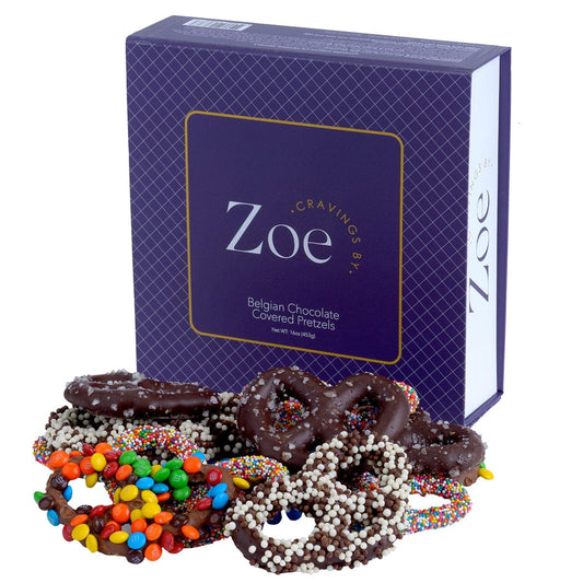 Gourmet Belgian Chocolate Covered Pretzels with Gift Box - Cravings by Zoe - Gourmet Chocolate